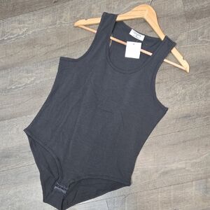Plus Zenana Outfitters Charcoal Grey Sleeveless Bodysuit